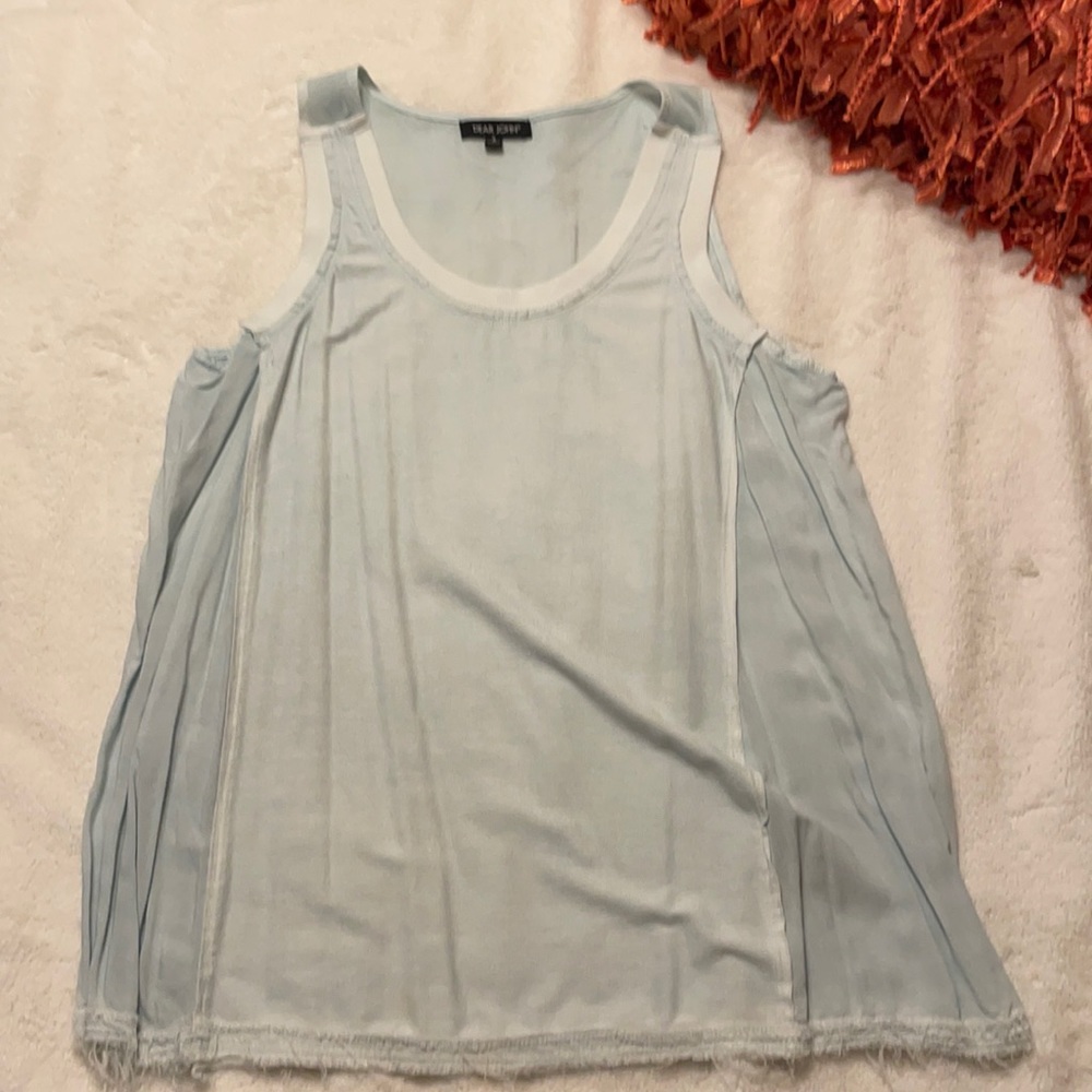 Mint green mixed media tank